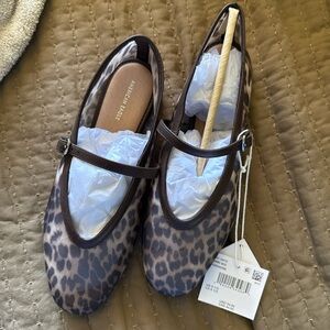 American Eagle Leopard Print Mary Jane Flats